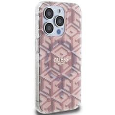 Guess GUESS etui za IPHONE 15 Pro združljiv z MagSafe GUHMP15LHGCUSTGP (IML GCUBE) roza