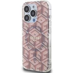 Guess GUESS etui za IPHONE 15 Pro združljiv z MagSafe GUHMP15LHGCUSTGP (IML GCUBE) roza