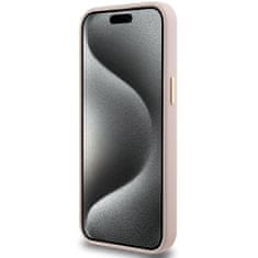 Guess GUESS etui za IPHONE 15 Pro GUHCP15LSMBSLP (silikonski napis, kovinski logotip in okvir) roza