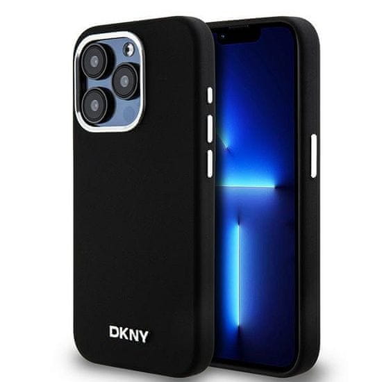 DKNY DKNY etui za IPHONE 15 Pro združljiv z MagSafe DKHMP15LSMCHLK (DKNY HC MagSafe Silicone W/Horizontal Metal Logo) black