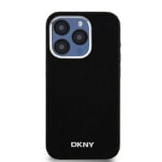 DKNY DKNY etui za IPHONE 15 Pro združljiv z MagSafe DKHMP15LSMCHLK (DKNY HC MagSafe Silicone W/Horizontal Metal Logo) black