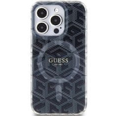 Guess GUESS etui za IPHONE 15 Pro združljiv z MagSafe GUHMP15LHGCUSTGK (IML GCUBE) črn