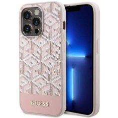 Guess GUESS etui za IPHONE 14 Pro združljiv z MagSafe GUHMP14LHGCFSEP (CUBE Stripes) roza