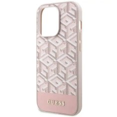 Guess GUESS etui za IPHONE 14 Pro združljiv z MagSafe GUHMP14LHGCFSEP (CUBE Stripes) roza