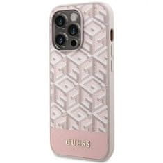 Guess GUESS etui za IPHONE 14 Pro združljiv z MagSafe GUHMP14LHGCFSEP (CUBE Stripes) roza