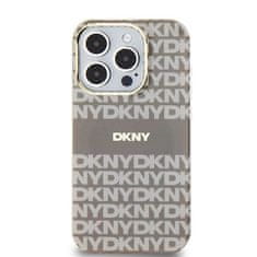 DKNY DKNY etui za IPHONE 15 Pro Max, združljiv z MagSafe DKHMP15XHRHSEE (DKNY HC MagSafe PC TPU Repeat Texture Pattern W/ Stripe) beige