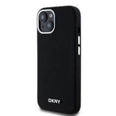 DKNY DKNY etui za IPHONE 15 združljiv z MagSafe DKHMP15SSMCHLK (DKNY HC MagSafe Silicone W/Horizontal Metal Logo) black