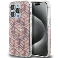 Guess GUESS etui za IPHONE 15 Pro združljiv z MagSafe GUHMP15LHGCUSTGP (IML GCUBE) roza