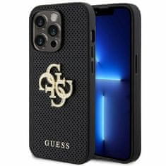 Guess GUESS etui za IPHONE 15 Pro GUHCP15LPSP4LGK (usnjeni perforirani 4G bleščeči logotip) črn