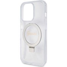 Guess GUESS etui za IPHONE 15 Pro Max združljiv z MagSafe GUHMP15XHRSGSD za iPhone 15 Pro Max (združljiv z Magsafe / Glitter Script Logo / Ring stand / prozoren)