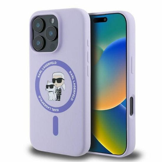 Karl Lagerfeld KARL LAGERFELD etui za IPHONE 16 Pro Max združljiv z MagSafe KLHMP16XSCMKCRHU (Silikonski KC Body Ring) vijolična