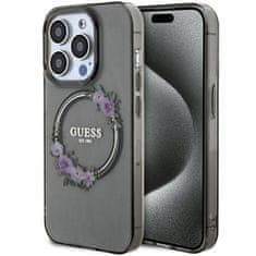 Guess GUESS etui za IPHONE 15 Pro združljiv z MagSafe GUHMP15LHFWFCK (Flowers Wreath) črn