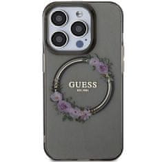 Guess GUESS etui za IPHONE 15 Pro združljiv z MagSafe GUHMP15LHFWFCK (Flowers Wreath) črn