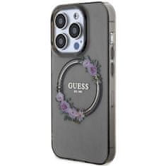 Guess GUESS etui za IPHONE 15 Pro združljiv z MagSafe GUHMP15LHFWFCK (Flowers Wreath) črn