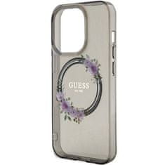 Guess GUESS etui za IPHONE 15 Pro združljiv z MagSafe GUHMP15LHFWFCK (Flowers Wreath) črn