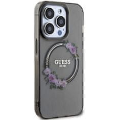 Guess GUESS etui za IPHONE 15 Pro združljiv z MagSafe GUHMP15LHFWFCK (Flowers Wreath) črn