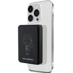 Karl Lagerfeld KARL LAGERFELD powerbank 5000 mAh z induktivnim polnjenjem, združljiv z MagSafe 15W KLPBM5KIOTTGK črna