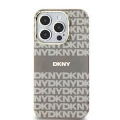 DKNY DKNY etui za IPHONE 15, združljiv z MagSafe DKHMP15SHRHSEE (DKNY HC MagSafe PC TPU Repeat Texture Pattern W/ Stripe) beige