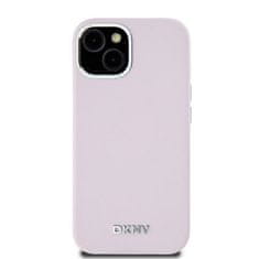 DKNY DKNY etui za IPHONE 15, združljiv z MagSafe DKHMP15SSMCHLP (DKNY HC MagSafe Silicone W/Horizontal Metal Logo) roza