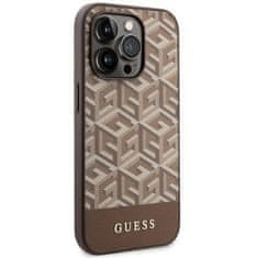 Guess GUESS etui za IPHONE 14 Pro združljiv z MagSafe GUHMP14LHGCFSEW (GCUBE Stripes) rjav