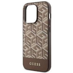 Guess GUESS etui za IPHONE 14 Pro združljiv z MagSafe GUHMP14LHGCFSEW (GCUBE Stripes) rjav