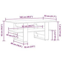 Vidaxl Klubska mizica artisan hrast 102x55x42 cm inženirski les