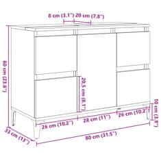 Vidaxl Omarica za umivalnik betonsko siva 80x33x60 cm inženirski les