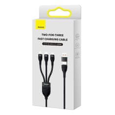 BASEUS Kabel USB 3v1 Baseus Flash Series 2, USB-C + micro USB + Lightning, 100 W, 1,2 m (črn)