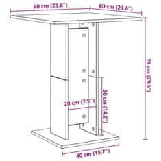 Vidaxl Bistro mizica artisan hrast 60x60x75 cm inženirski les