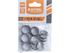 Extol Premium Sponka za cev, 10ks, průměr21mm, INOX