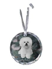 Artdog Bichon Frise, Bichon Tenerife, Bichon a poil frise - kristalni okrasek s fotografijo, pasja fotografija v kristalu, personaliziran okrasek za božično drevo znamke Art-Dog