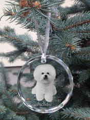 Artdog Bichon Frise, Bichon Tenerife, Bichon a poil frise - kristalni okrasek s fotografijo, pasja fotografija v kristalu, personaliziran okrasek za božično drevo znamke Art-Dog