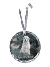 Artdog Golden Retriever - kristalni okrasek s fotografijo, pasja fotografija v kristalu, personaliziran okrasek za božično drevo blagovne znamke Art-Dog