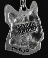 Artdog Francoski buldog, Frenchie II - Pasja ogrlica v darilni škatlici, posrebren medaljon za ljubitelje psov, markanten obesek znamke Art-Dog