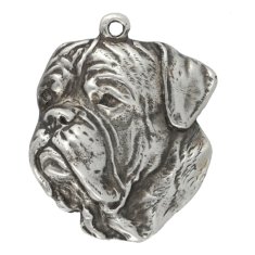 Artdog Dogue de Bordeaux, French Mastiff, Bordeauxdog II - Pasja ogrlica v darilni škatlici, posrebren medaljon za ljubitelje psov, presenetljiv obesek blagovne znamke Art-Dog