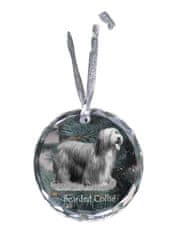 Artdog Bearded Collie, Highland Collie, Mountain Collie - kristalni okrasek s fotografijo, pasja fotografija v kristalu, personaliziran okrasek za božično drevo znamke Art-Dog