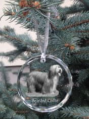 Artdog Bearded Collie, Highland Collie, Mountain Collie - kristalni okrasek s fotografijo, pasja fotografija v kristalu, personaliziran okrasek za božično drevo znamke Art-Dog