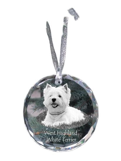 Artdog West Highland White Terrier, Westie, Westy - kristalni okrasek s fotografijo, pasja fotografija v kristalu, personaliziran okrasek za božično drevo znamke Art-Dog