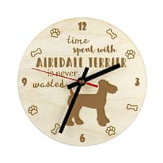 Artdog Airedale terier, Bingley terier - ura s psom, lesena ura z gravuro, personalizirana ura Art-Dog