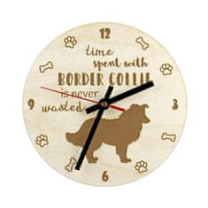 Artdog Border Collie - ura s psom, lesena ura z gravuro, personalizirana ura Art-Dog