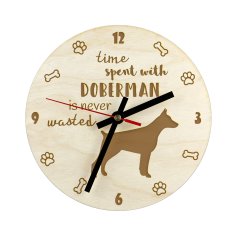 Artdog Doberman, dobermanski pinč, Dobie - ura s psom, lesena ura z gravuro, personalizirana ura Art-Dog