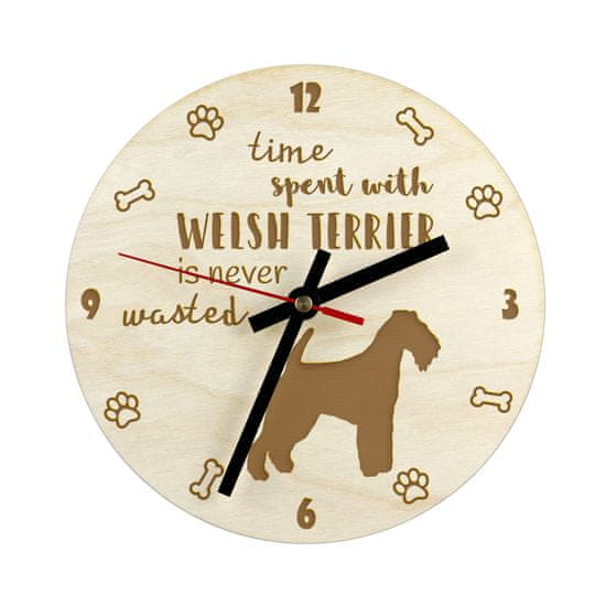 Artdog Welsh Terrier, Welshie, Daeargi Cymreig - ura s psom, lesena ura z gravuro, personalizirana ura Art-Dog