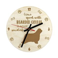 Artdog Bearded Collie, Highland Collie, Mountain Collie - ura s psom, lesena ura z gravuro, personalizirana ura Art-Dog