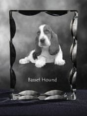 Artdog Basset Hound - kristal s sliko psa, stekleni kipec s sliko, edinstven okvir s sliko blagovne znamke Art-Dog