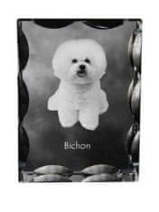 Artdog Bichon Frise, Bichon Tenerife, Bichon a poil frise - kristal s sliko psa, stekleni kipec s sliko, edinstven okvir s sliko znamke Art-Dog