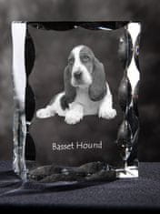 Artdog Basset Hound - kristal s sliko psa, stekleni kipec s sliko, edinstven okvir s sliko blagovne znamke Art-Dog