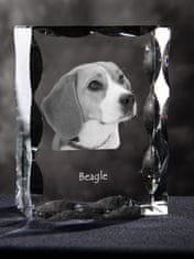 Artdog Beagle - kristal s sliko psa, stekleni kipec s sliko, edinstven okvir s sliko blagovne znamke Art-Dog