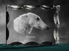 Artdog Borzoi, ruski lovski mešanec, ruski volčjak - kristal s sliko psa, stekleni kipec s sliko, edinstven okvir s sliko blagovne znamke Art-Dog