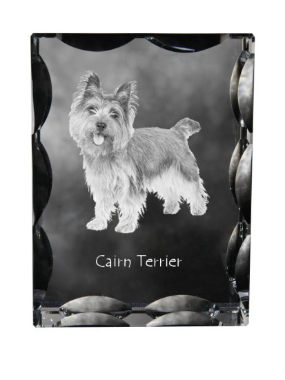 Artdog Cairn Terrier - kristal s sliko psa, stekleni kipec s sliko, edinstven okvir s sliko blagovne znamke Art-Dog