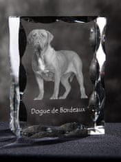 Artdog Dogue de Bordeaux, francoski mastif, bordojski pes - kristal s sliko psa, stekleni kipec s sliko, edinstven okvir s sliko blagovne znamke Art-Dog